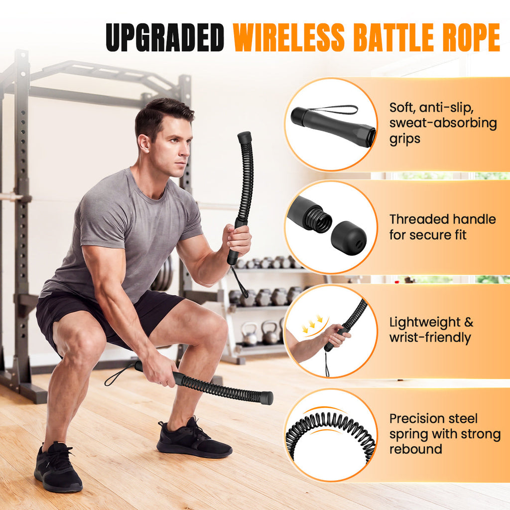 Weighted Ropeless Battle Ropes for Home Gym, Portable Cordless Exercise Rope for Strength Training, HIIT & Cardio Workouts