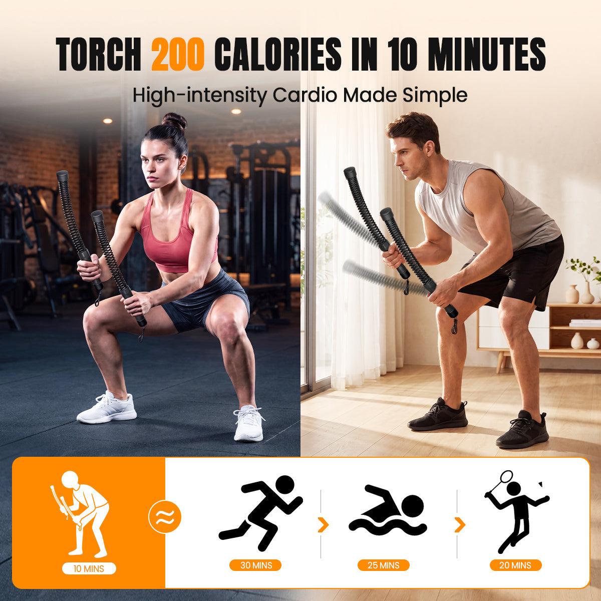 Weighted Ropeless Battle Ropes for Home Gym, Portable Cordless Exercise Rope for Strength Training, HIIT & Cardio Workouts