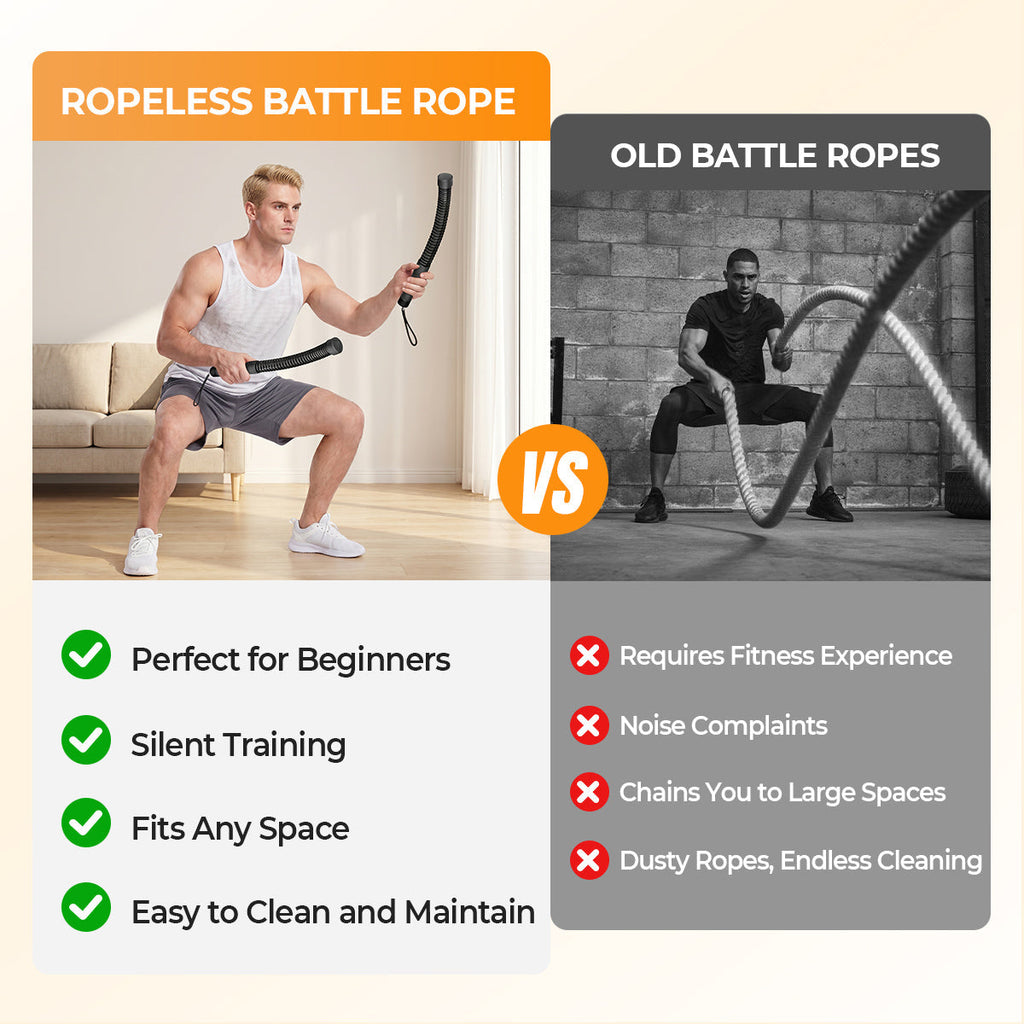 Weighted Ropeless Battle Ropes for Home Gym, Portable Cordless Exercise Rope for Strength Training, HIIT & Cardio Workouts