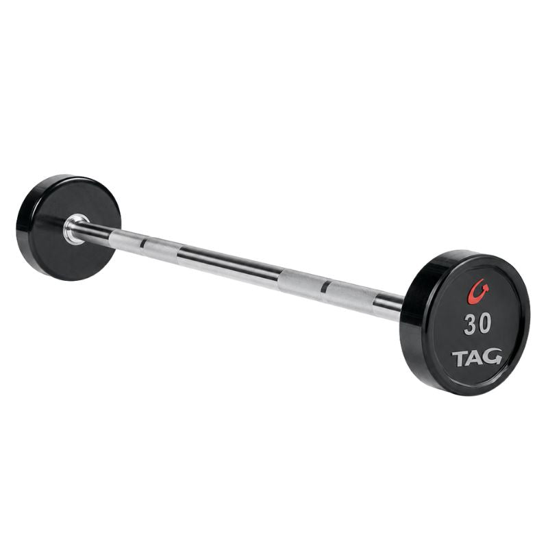 TAG Fitness Premium Urethane Fixed Straight Barbell Set with Rack (10 Bars)