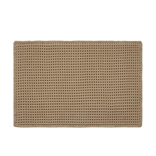 TYUU Waffle Bath Mat, Boho Bathroom Rugs Non Slip Washable, 30x20 Khaki | Super Absorbent Quick Dry Bath Rug, Non-Slip Backing, Soft Waffle Boho Farmhouse Bathroom Mats, Tub, Shower & Home Decor