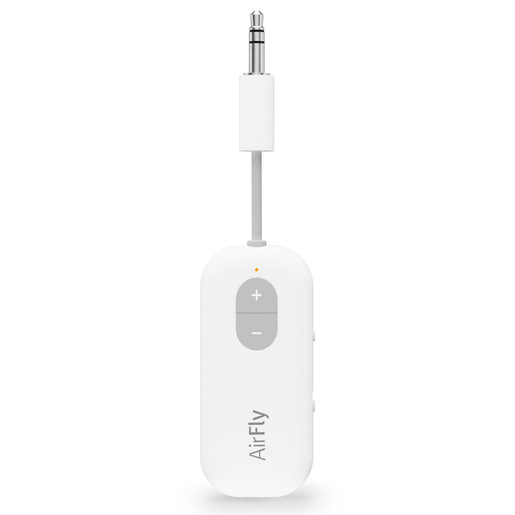 Twelve South AirFly SE, Bluetooth Wireless Audio Transmitter Adapter, White | Bluetooth Adapter for AirPods/Headphones, 20+ Hr Battery, Works with 3.5mm aux Jacks on Airplanes, TVs, Gym Equipment, Travel