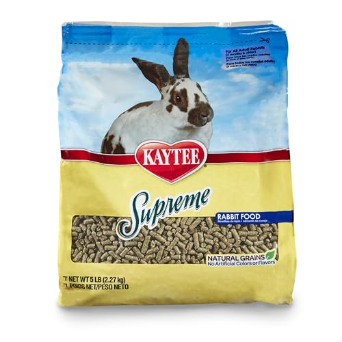 Kaytee Supreme Rabbit Food, Unflavored, 5 lb | Daily balanced nutrition. Bunny food with seeds, grains and pellets. Rabbit pellets, no artificial colors or flavors