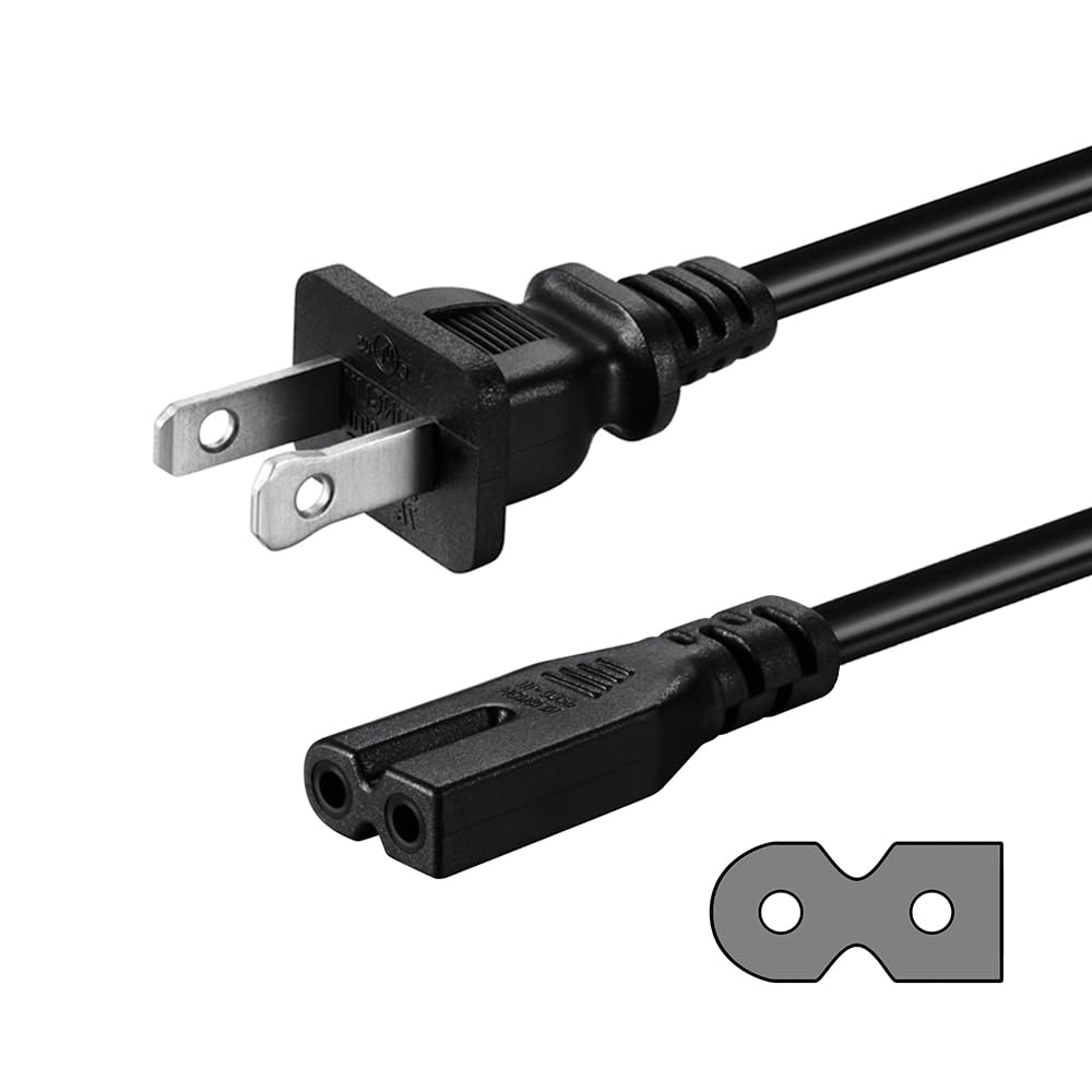 2 Prong AC Power Cord Compatible with Vizio D/E/M Series HDTV, Vizio Sound Bar Power Cable Replacement