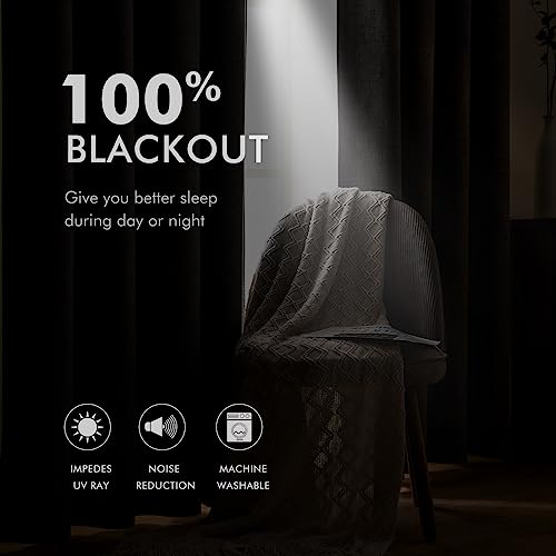 MIULEE 100% Blackout Linen Curtains for Bedroom 52x84 Inches Natural Beige | Room Darkening, Light Blocking, Thermal Insulated, Grommet Top, Linen Textured, Window Curtains for Living Room, 2 Panels