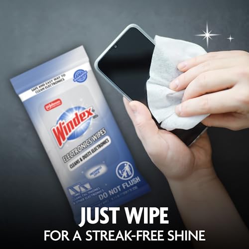 Windex Electronic Cleaning Wipes, Anti-Static & Ammonia-Free, 25 Count | Pre-Moistened Wipes for Monitors, Computer Screens, Laptops, TVs, Phones & More, Resealable Pack with Freshness Lock
