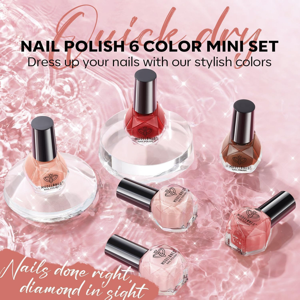 modelones Jelly Nail Polish, 6 Colors Quick Dry Nude Pink Nail Polish Set | Air Dry Nail Polish, No UV Lamp Needed, User-Friendly Red Brown Polish Kit, Nail Art Home Salon, Gift for Women
