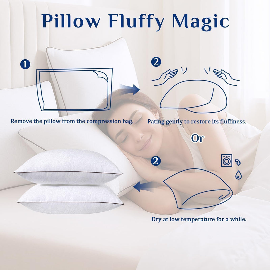 JOLLYVOGUE Pillows Standard Size Set of 2, Cooling and Firm Pillows with Oeko-Tex Certified Down Alternative Filling for Side, Back, and Stomach Sleepers, Hotel Collection