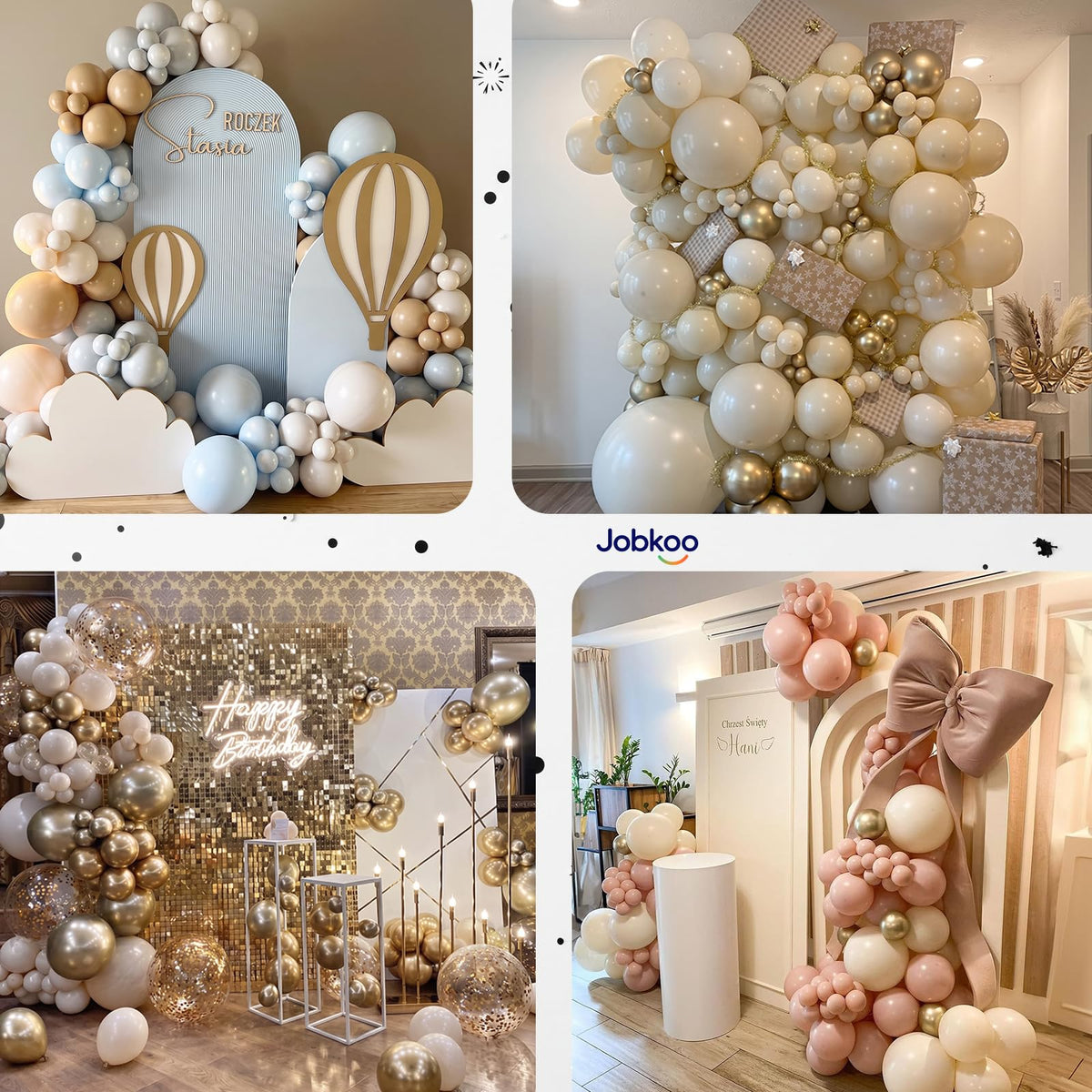 Jobkoo Sand White Balloons 12 Inch, 50 Pcs Boho Beige Cream Latex Balloon | Matte Retro White Sand Neutral Helium Balloons for Birthday Wedding Baby Bridal Shower Wedding Anniversary Party Decoration