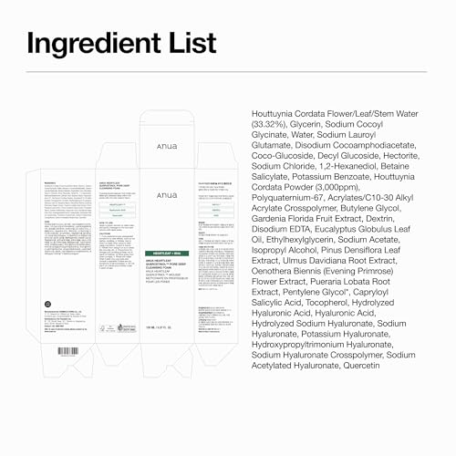 Anua Heartleaf Quercetinol Pore Deep Cleansing Foam, 5.07 fl.oz | Face wash for Pore Refining Cleanser, Hydrating Daily Cleanser for Double Cleansing, Gentle Foaming with BHA, Korean Skincare