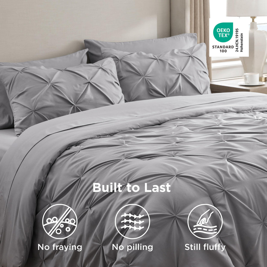 Bedsure 7-Piece Queen Bedding Comforter Set & Sheet Set, Grey Bed in a Bag