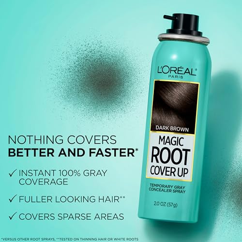 L'Oreal Paris Magic Root Gray Hair Cover Up, Dark Blonde, 2 oz | 100% Gray Hair Coverage with Buildable, Lightweight, and Transfer-Resistant Spray, Temporary Formula, Ammonia-Free