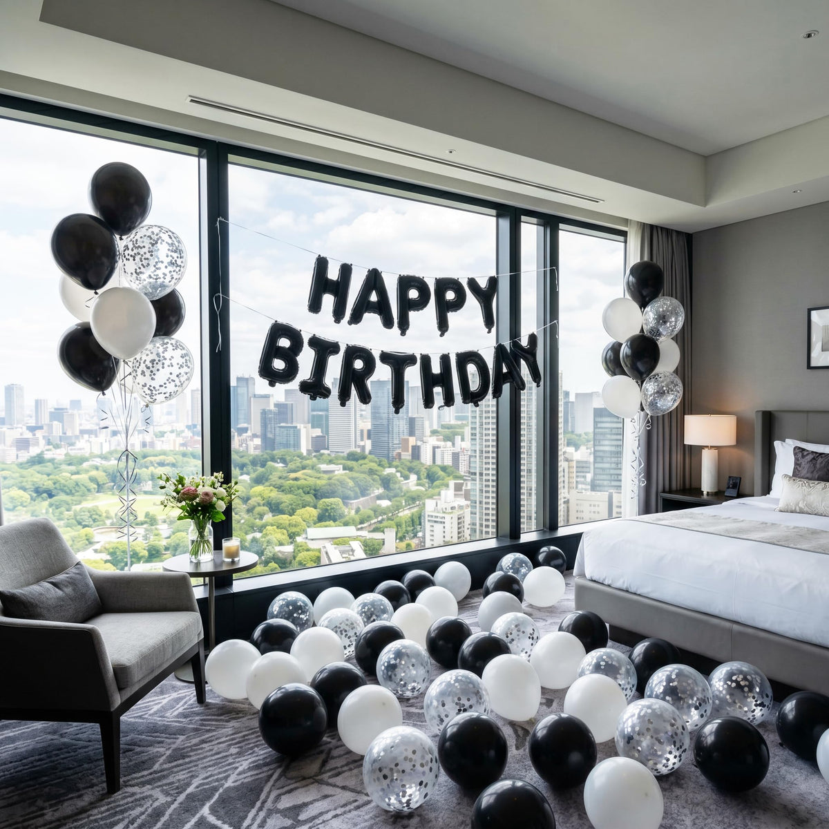 TONIFUL 16 Inch Black Happy Birthday Balloons Banner Decorations for Men | Reusable Foil Letter Birthday Sign Black Birthday Decoration for 16th 30th 50th 60th Boys Adults and Halloween Birthday Party