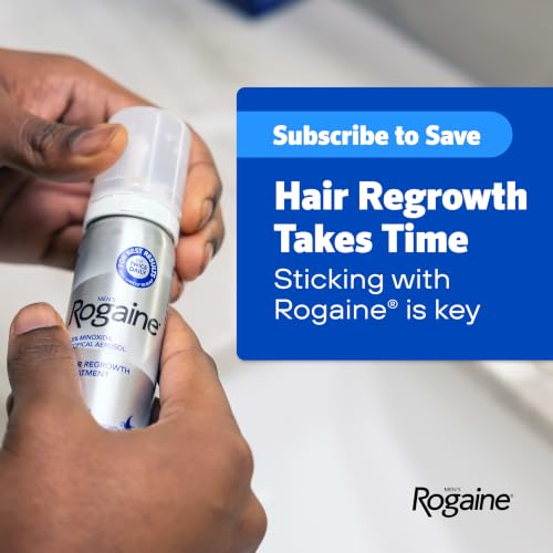 Men's Rogaine 5% Minoxidil Topical Foam, Unscented, 3 x 2.11 oz | Hair Regrowth Foam, Topical Hair Loss Treatment for Men, Regrow Fuller, Thicker Hair, Unscented, Aerosol, 3-Month Supply