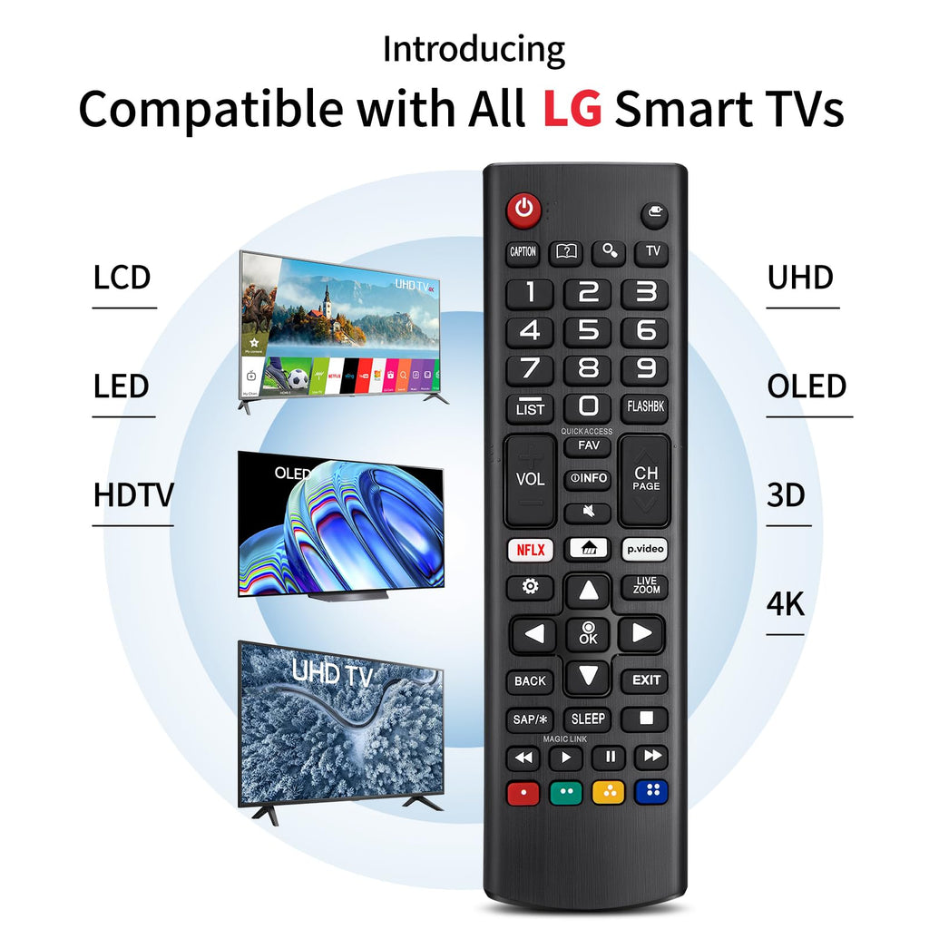 Universal for LG Smart TV Remote Control Replacement with Battery | for All LG OLED 3D Thinq TVs | 1‑Year Warranty | for AKB75095307 AKB75375604 AKB74915305 AK75675304 AKB76040302 AKB76037601