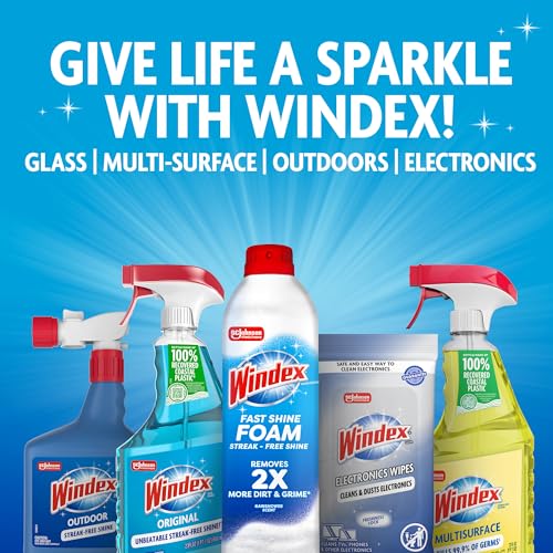 Windex Electronic Cleaning Wipes, Anti-Static & Ammonia-Free, 25 Count | Pre-Moistened Wipes for Monitors, Computer Screens, Laptops, TVs, Phones & More, Resealable Pack with Freshness Lock