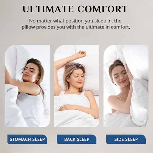 JOLLYVOGUE Firm Pillows Queen Size Set of 2, Supportive Bed Pillows with Oeko-Tex Certified Down Alternative Fill, Luxury Hotel Quality for Back, Stomach and Side Sleepers