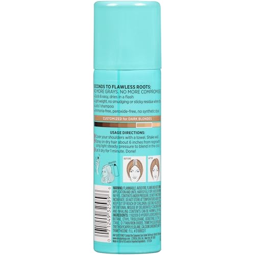L'Oreal Paris Magic Root Gray Hair Cover Up, Dark Blonde, 2 oz | 100% Gray Hair Coverage with Buildable, Lightweight, and Transfer-Resistant Spray, Temporary Formula, Ammonia-Free