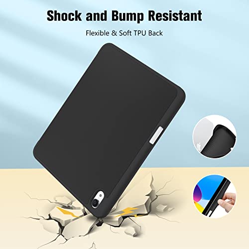 ProCase for iPad A16 11th/10th Generation Case with Pencil Holder -Black | 11 Inch 2025/10.9 Inch 2022, a16 iPad Case 11 10 Gen Cover with Pen Holer, Hybrid Soft TPU Back, Touch ID, Auto Wake/Sleep
