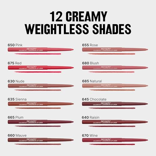 Revlon ColorStay Longwear Lip Liner, 630 Nude, 0.01 oz | Longwear lip liner with built-in sharpener. Rich color with smooth, easy-glide application.