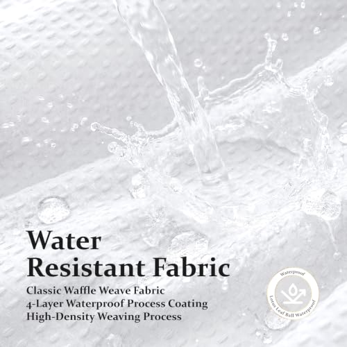 Dynamene Waffle Shower Curtain 256 GSM Heavy Duty Fabric 72"x72" White | Thick Textured Cloth, Weighted Hem, Water Repellent Washable, Hotel Luxury Polyester Shower Curtain Set for Bathroom 12 Hooks