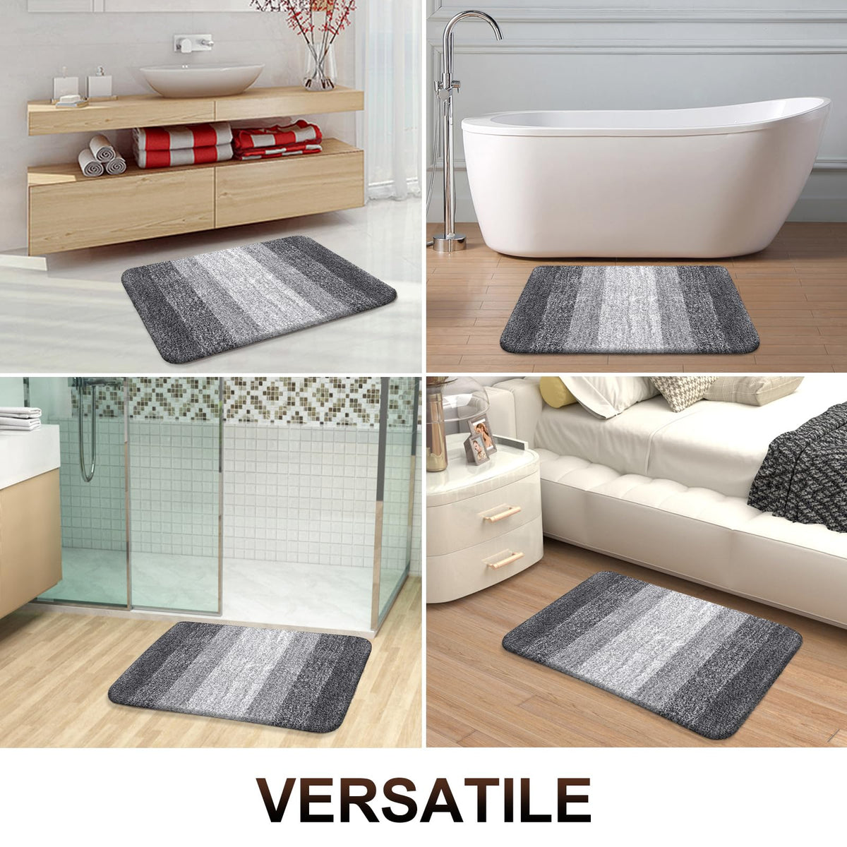 OLANLY Bathroom Rugs Mat 30x20, Extra Soft Absorbent Microfiber Bath Rugs | Grey, Non-Slip Quick-Drying Rubber Backing, Machine Washable Plush Bath Mat for Floor, Tub and Shower, Home Decor Accessories