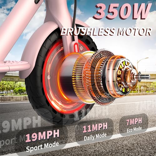 Electric Scooter - 350W/500W Motor, 8.5"/10''Solid Tires, Up to 19/22MPH& 16/21/23Miles Long-Range Portable Commuting Scooter for Adults with Double Braking System