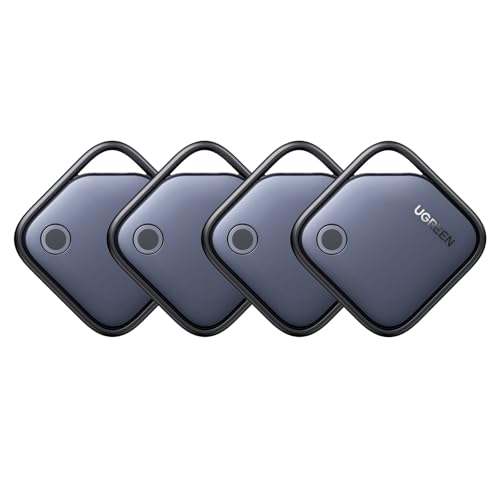 UGREEN FineTrack Air Tracker Tags (iOS Only) 4 Pack Key Finder | Bluetooth Tracker 2-Year Replaceable Battery Compatible with Apple Find My for Keys, Luggage [Apple Find My Certified]