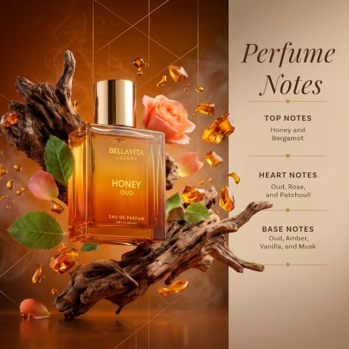 Bellavita Luxury Honey Oud Eau de Parfum | 100 ml (3.4 fl.oz.) | Perfume for Men and Women | Sweet Honey, Bergamot, Oud, and Amber Notes