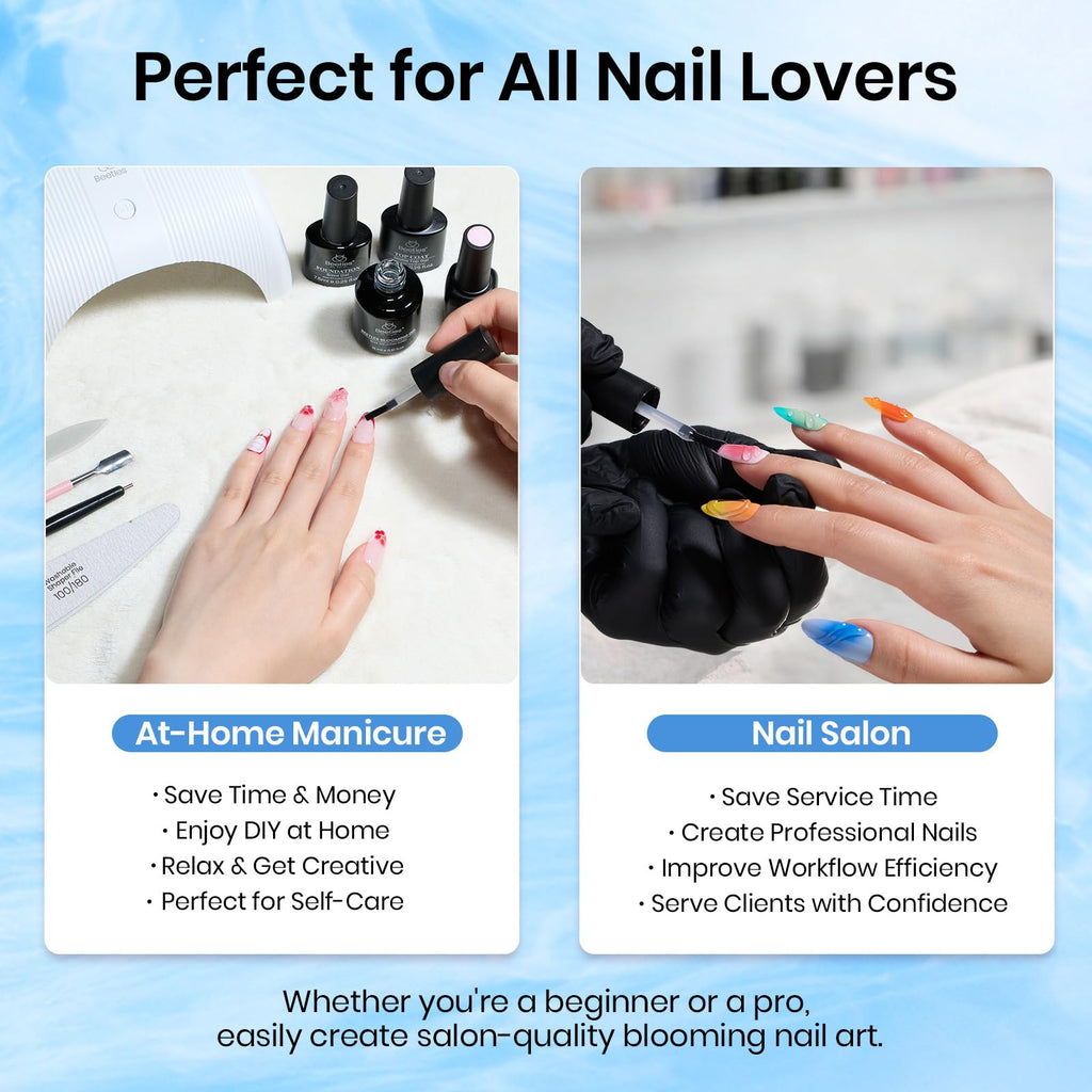 Beetles Blooming Gel 15 ml Clear UV Gel Polish Nail Art for Tortoise Nails | Marble and Natural Stone, Watercolor and Floral Print Spreading Effects, Soak-Off DIY Manicure Design