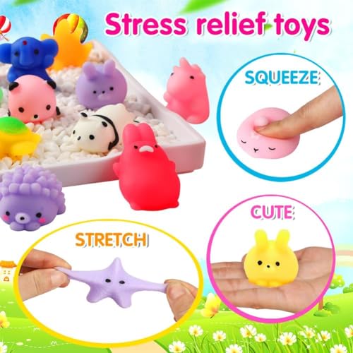 80 Pcs Party Favors for Kids 4-8, Kawaii Squishies Mochi Squishy Toys Bulk | Fidget Sensory Toys Birthday Gifts for Boys Girls, Easter Egg Fillers Treasure Box Toys Classroom Prizes Goodie Bag Stuffers