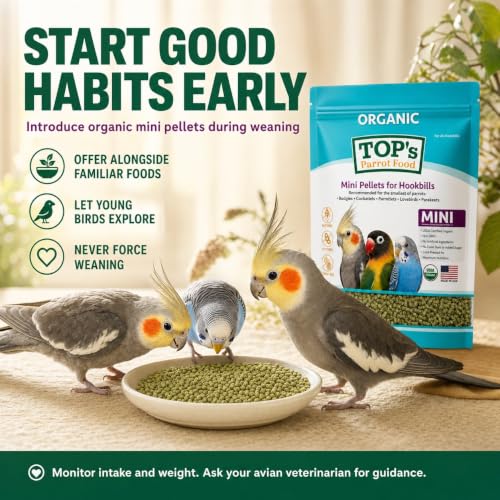 TOP's Mini Parrot Pellets 1 lb, USDA Organic Certified, Non-GMO Bird Food