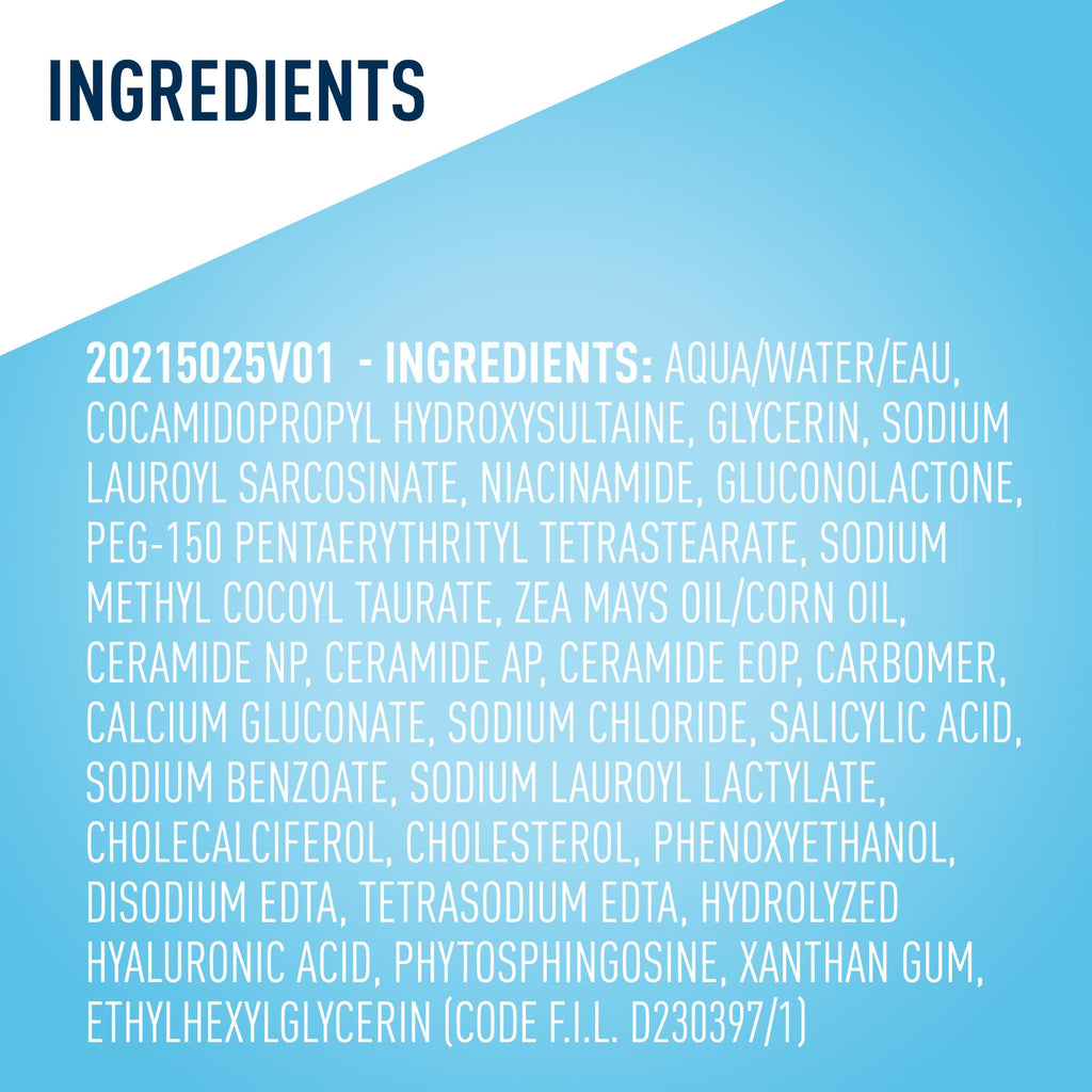 CeraVe Renewing Salicylic Acid Cleanser, Gentle Exfoliating Face Wash, 16oz | Skin Care with Hyaluronic Acid & Niacinamide, Facial Cleanser, Face Cleanser, Ceramides, Fragrance Free, Non-Comedogenic