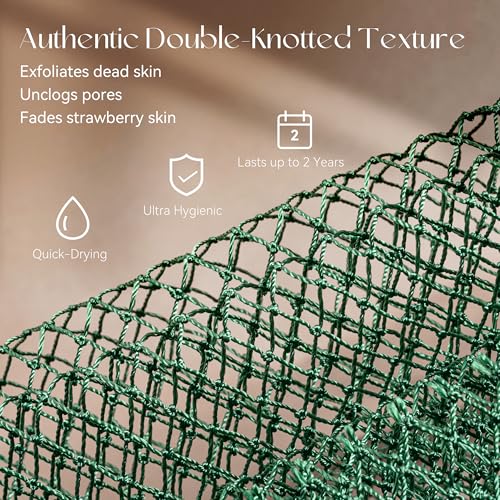 CORATED African Net Sponge Authentic, Shower Loofah Exfoliating Bath Sponge | Body Scrubber for Women and Men Daily Use Body Care, Travel Portable Bath Accessories Spa Gifts