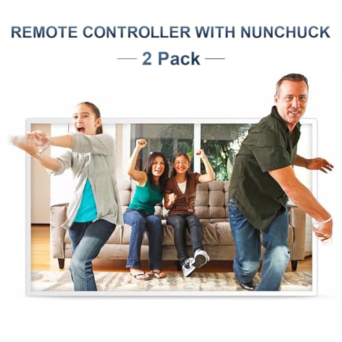 FASIGO Remote Controller with Nunchuck, Compatible with Nintendo Wii/Wii U | 2 Pack, White