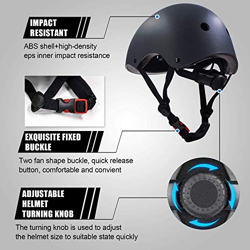 Adjustable Helmet for Ages 5-16 Kids Toddler Boys Girls Youth,Protective Gear with Elbow Knee Wrist Pads for Multi-Sports Skateboarding Bike Riding Scooter Inline skatings Longboard Roller Skate