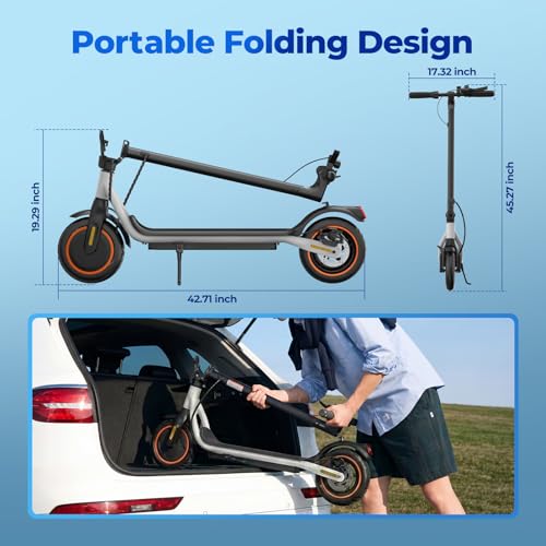 Electric Scooter Adults, 1000W/500W Motor, 28/21 Miles Max Range, 10''/8.5" Tires All Terrain, 25/20 MPH Top Speed, Lightweight Commuting E Scooter, Foldable for Adults Teens