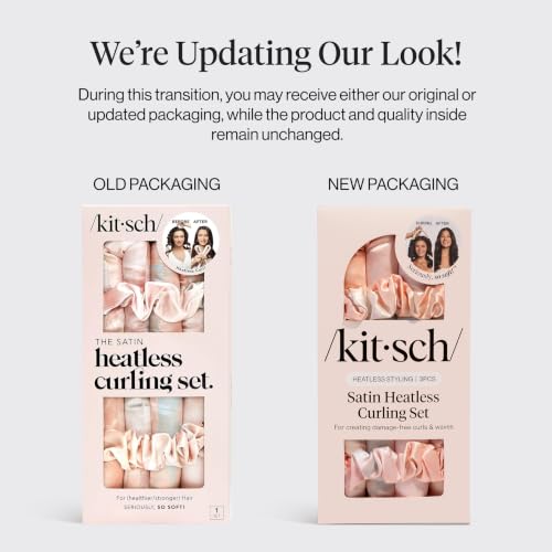 Kitsch Satin Heatless Curls Overnight Set - Sunset Tie Dye | No Heat Damage Overnight Curls | Comfortable Frizz Free Hair Curlers To Sleep In with 34" Hair Waver & 2 Satin Scrunchies