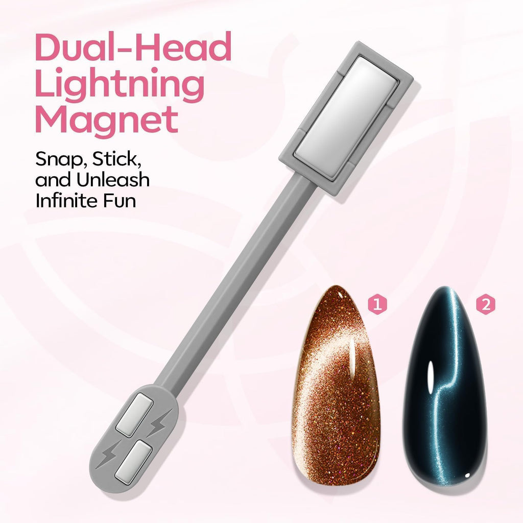 Modelones Cat Eye Magnet for Fall Brown Cat Eye Gel Polish 5PCS | 3-in-1 Dual-head Magnet Pink Nail Magnet for Cateye Gel Polish, Side Light Wide Light Glass Glow Effects DIY Nail Art Tool