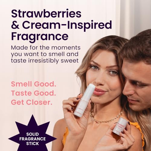 Sweetums SweetSpot Portable Strawberries & Cream Perfume Stick | Flavored, long lasting non sticky formula with natural ingredients, portable solid fragrance stick for women's everyday use