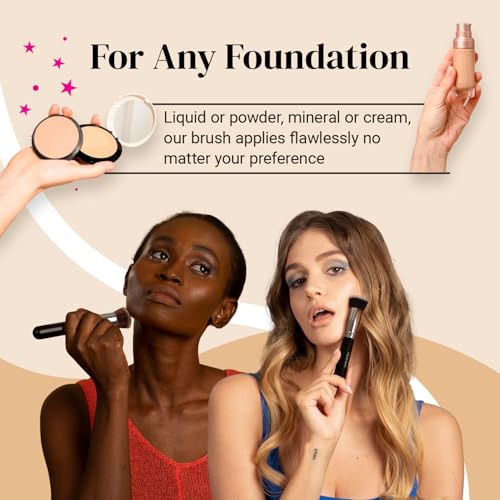 Flat Top Kabuki Foundation Brush By KESHIMA, Premium Makeup Brush | For Liquid, Cream, and Powder - Buffing, Blending, and Face - 1.2" Top Diameter