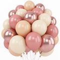 Retro Blush Pink Balloons 60 Packs 12 Inch Latex Balloons | Dusty Pink Metallic Rose Gold Nude Balloons for Pumpkin Baby Shower Girls Women Boho Birthday Bridal Wedding Decorations