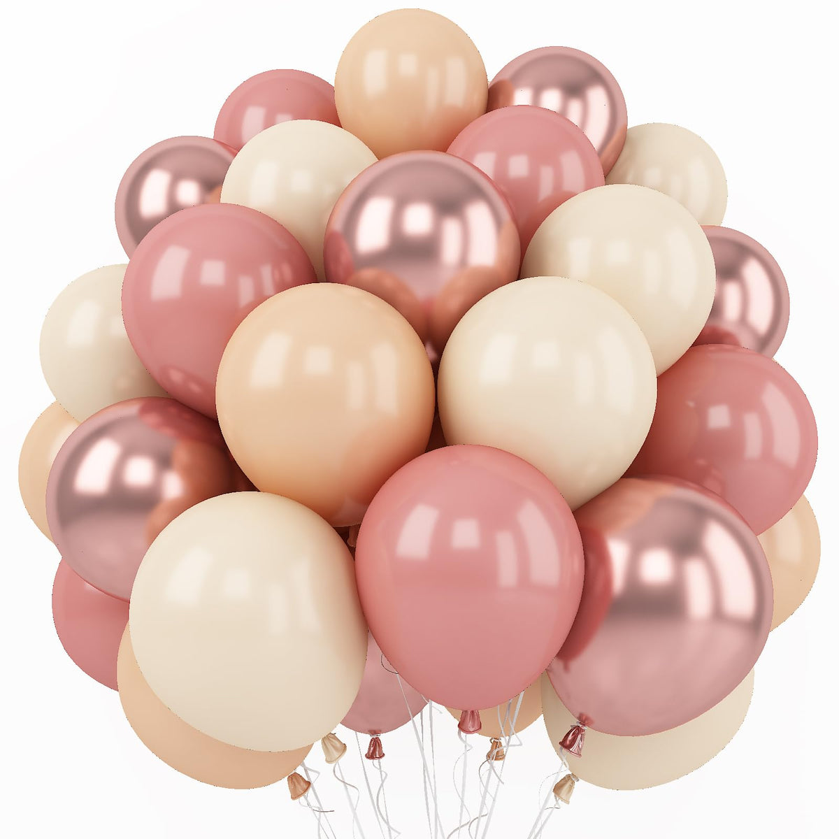 Retro Blush Pink Balloons 60 Packs 12 Inch Latex Balloons | Dusty Pink Metallic Rose Gold Nude Balloons for Pumpkin Baby Shower Girls Women Boho Birthday Bridal Wedding Decorations