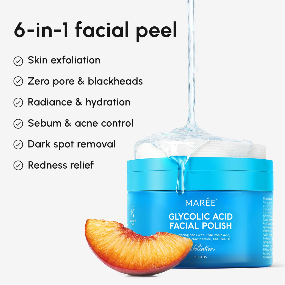 MAREE Glycolic Acid Toner Pads - Face Pads for Exfoliating Peel Zero Pore | Glycolic acid pads, sun spot remover for face, exfoliating face pads with glycolic acid and salicylic acid, acne wipes