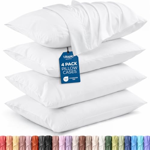 Pillow Covers Queen Size Set of 4, Soft and Comfy Pillow Cases, White | Hotel-Style Comfort, Extra Soft With Envelop Closure for Kids, Women & Men