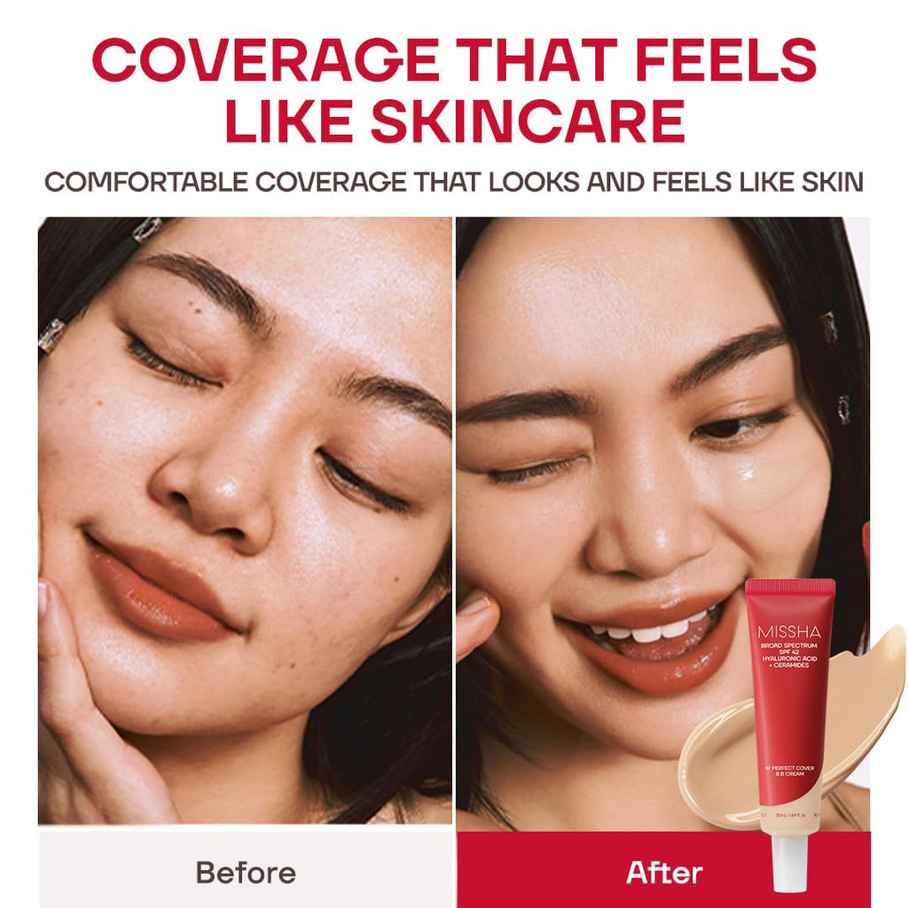 MISSHA M Perfect Cover BB Cream No.23 Natural Beige SPF 42 PA+++ 1.69 oz | Light-medium cool-neutral skin; tinted moisturizer for face, buildable coverage, smooth natural finish, daily wear