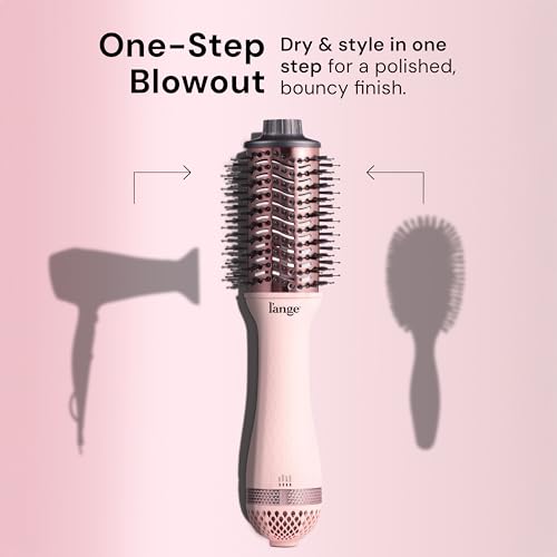 L'ANGE HAIR Le Volume 2-in-1 Titanium Blow Dryer Brush | Frizz Control Blowout Hair Dryer Brush for Drying and Styling | Volumizing Hot Air Styler for All Hairstyles | Oval Barrel | Blush - 60mm