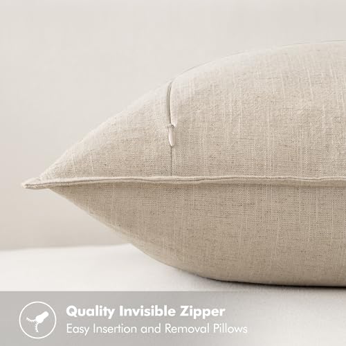MIULEE Decorative Euro Sham Pillow Covers 26x26 Natural Beige | Boho Farmhouse​ ​Neutral Couch Throw Pillows for Bed, Pack of 2 Accent Modern Pillowcases, Sofa Livingroom Home Decor