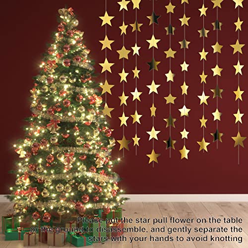 Patelai 130 ft Star Garland Banner Decor, Gold | Glitter Star Hanging Streamer, Twinkle Backdrop, Christmas Decorations, Birthday Supplies, Homecoming Party Decorations