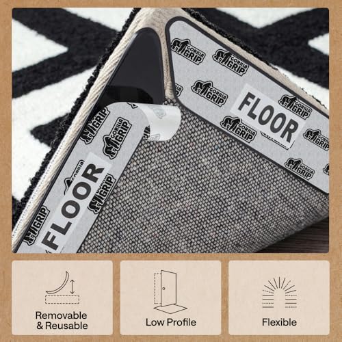 GORILLA GRIP® Extra Long Rug Grippers for Hardwood Floor, Reusable, Black | Dual-Sided Adhesives Pads Keep Area Rugs Corners Flat, Holds Down Carpet on Hard Wood, Tile Floors, Renter Friendly, 8 Pack